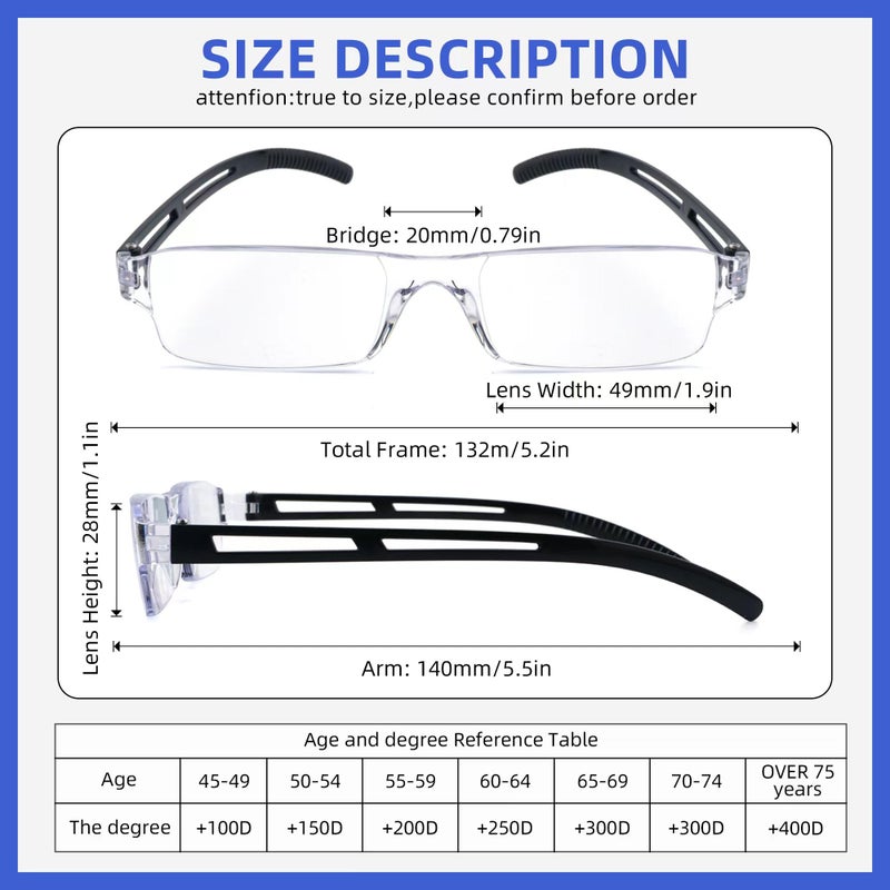 Ryegis Pack 4 Rimless Reading Glasses,Blue Light Clear Frames Reader Lightweight for Men and Women 1.25 - Image 4